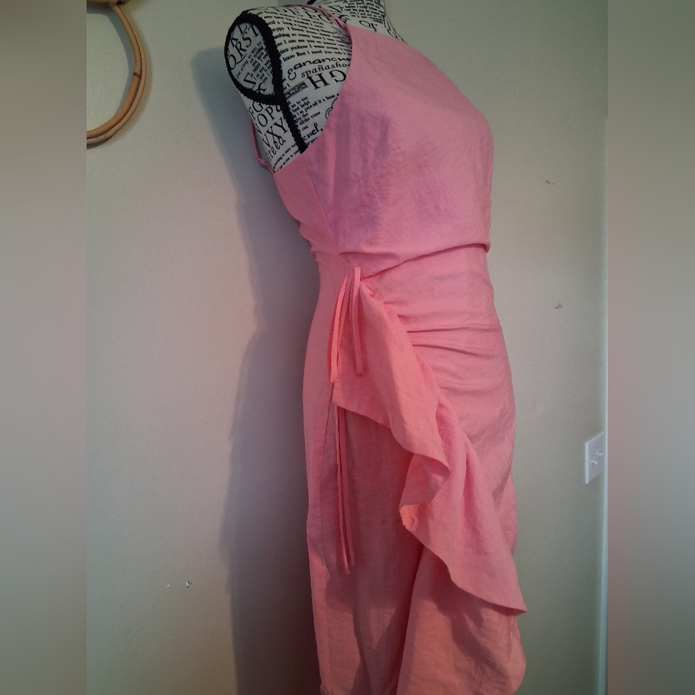 Cinq à Sept Neena Ruffle Midi Dress Flamingo Pink Size 0 - Picture 5 of 15